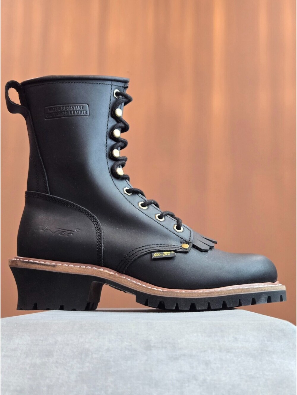 Adtec 10" Fireman Logger Leather Work Boots - Black (1964) Men's 9.5 BRAND NEW